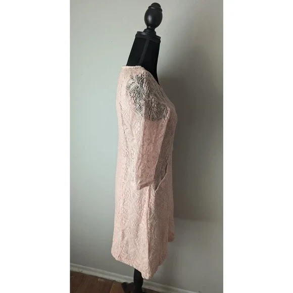 Maeve Anthropologie Lefkara blush pink lace dress - Picture 8 of 11